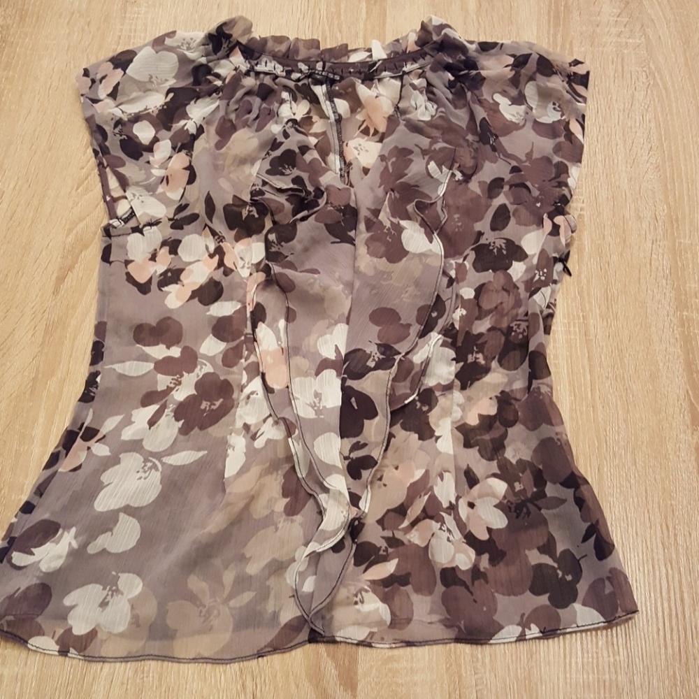 Express Floral Gray Sheer Blouse